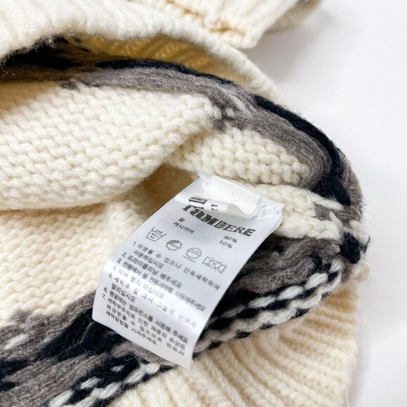 NWT Tambere FairIsle Ivory Wool/Cashmere Blend Turtleneck Gender Neutral Sweater - Picture 5 of 13